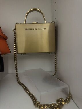 Brandon Blackwood Metallic Gold Mini Box Crossbody